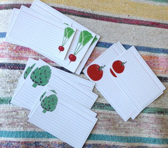 Vegetable Recipe cards